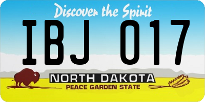 ND license plate IBJ017