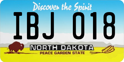 ND license plate IBJ018
