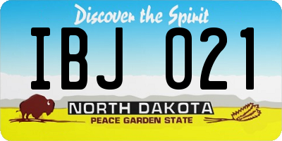 ND license plate IBJ021