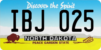 ND license plate IBJ025