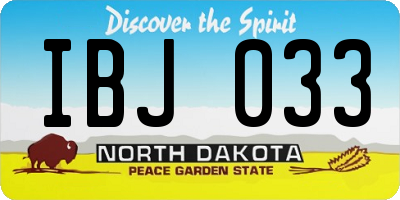 ND license plate IBJ033