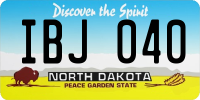 ND license plate IBJ040
