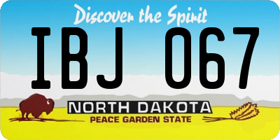 ND license plate IBJ067