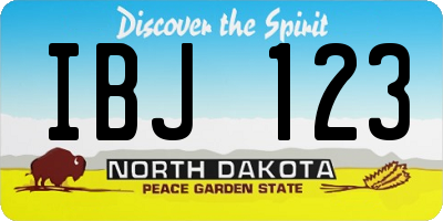 ND license plate IBJ123
