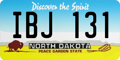 ND license plate IBJ131