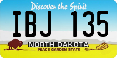 ND license plate IBJ135