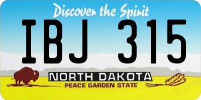 ND license plate IBJ315