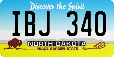 ND license plate IBJ340