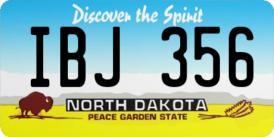 ND license plate IBJ356
