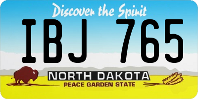 ND license plate IBJ765