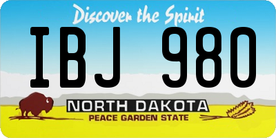 ND license plate IBJ980