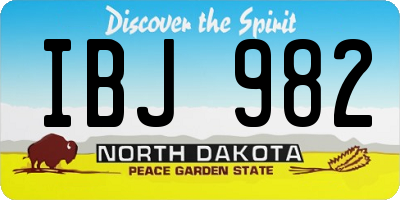 ND license plate IBJ982