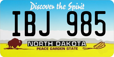 ND license plate IBJ985