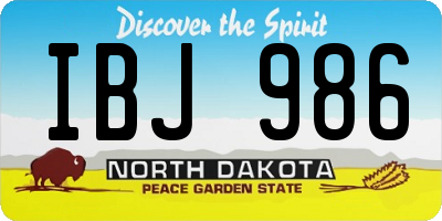 ND license plate IBJ986