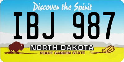 ND license plate IBJ987