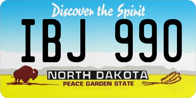 ND license plate IBJ990