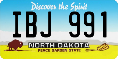 ND license plate IBJ991