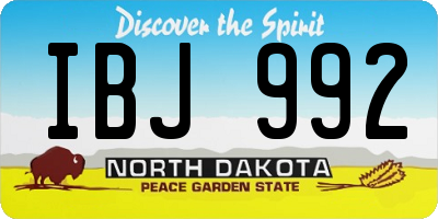 ND license plate IBJ992