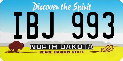 ND license plate IBJ993