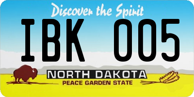 ND license plate IBK005