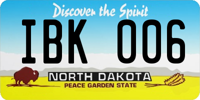 ND license plate IBK006