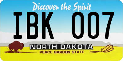ND license plate IBK007