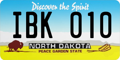ND license plate IBK010