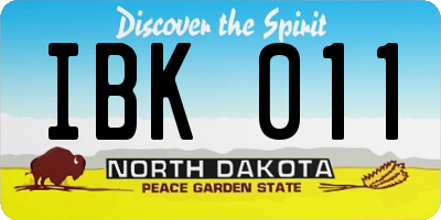 ND license plate IBK011