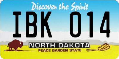 ND license plate IBK014