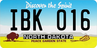 ND license plate IBK016