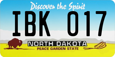 ND license plate IBK017
