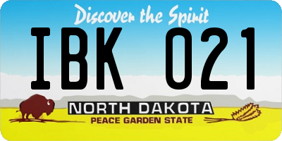 ND license plate IBK021