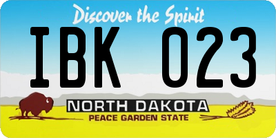 ND license plate IBK023