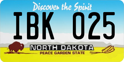 ND license plate IBK025