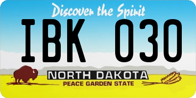 ND license plate IBK030