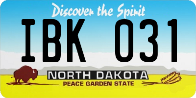 ND license plate IBK031