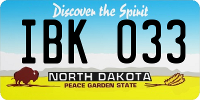ND license plate IBK033