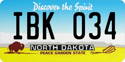 ND license plate IBK034