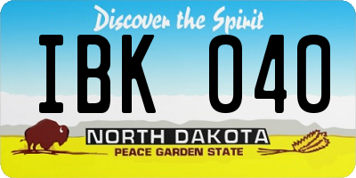 ND license plate IBK040