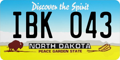 ND license plate IBK043