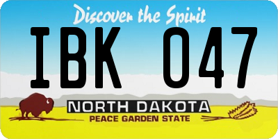 ND license plate IBK047