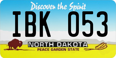 ND license plate IBK053