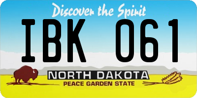 ND license plate IBK061