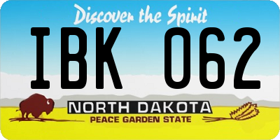 ND license plate IBK062