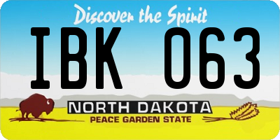 ND license plate IBK063