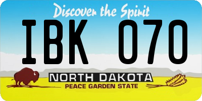 ND license plate IBK070