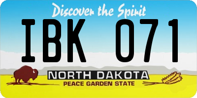 ND license plate IBK071