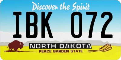ND license plate IBK072