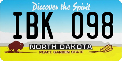 ND license plate IBK098