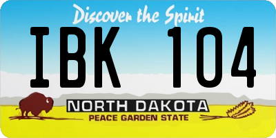 ND license plate IBK104